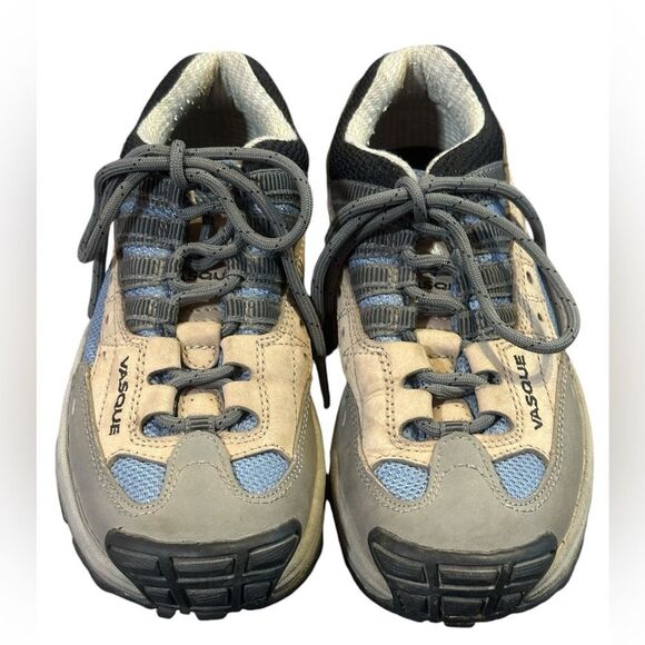 VASQUE Women's 9 #7373 Stealth Slate Nubuck Leather Hiking Shoes Tan Blue Sz 7 - Picture 1 of 13